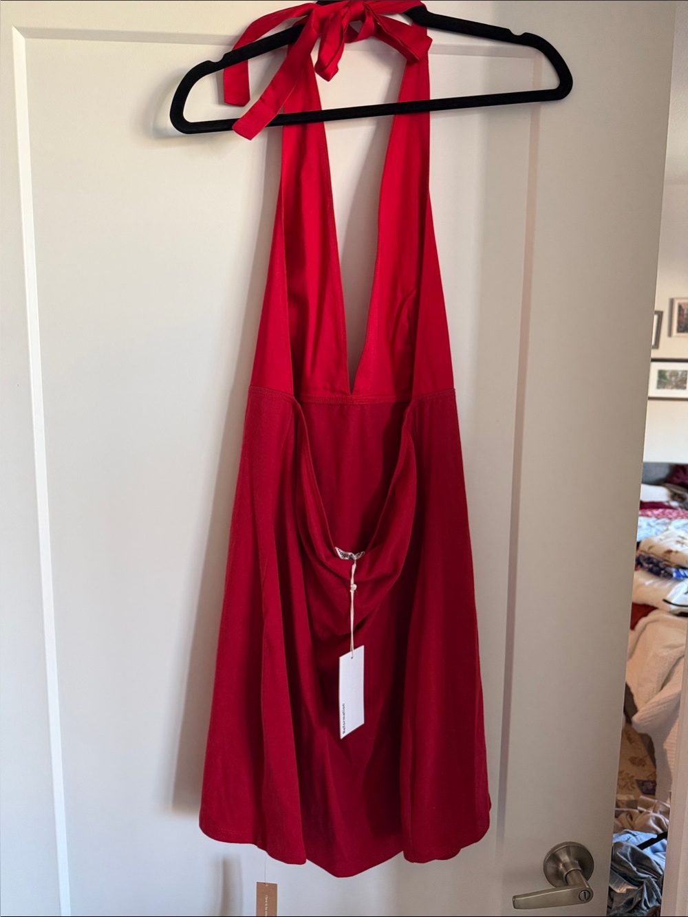 Reformation Red Backless Halter Dress